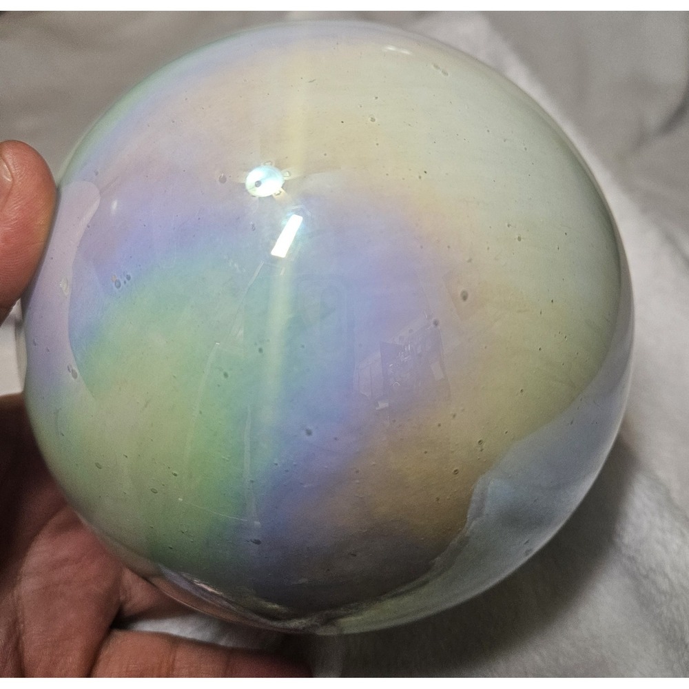Christmas Ornament Hand Blown Glass Iridescent Angel Aura Glass Loop Pearl Heavy - Picture 2 of 10